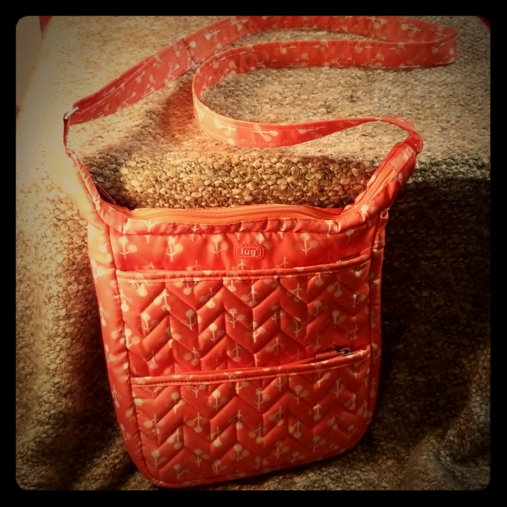 Peach Coral Floral Crossbody Bag